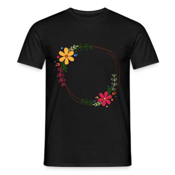Circle flower wreath to design yourself - Men's T-Shirt - black - Front - AI Model Male 178 light (178cm)