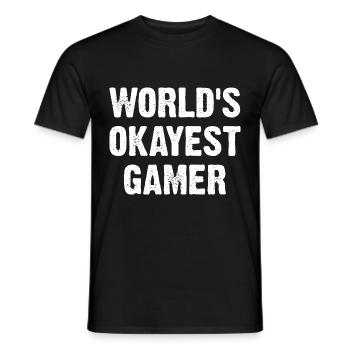 World's Okayest Gamer - Men's T-Shirt - black - Front - AI Model Male 178 light (178cm)