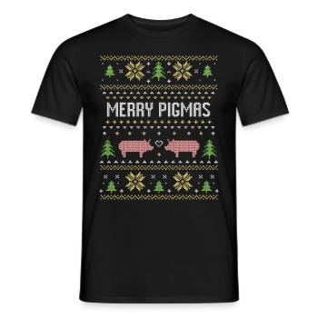 Christmas farmer pink pig farmer gift - Men's T-Shirt - black - Front - AI Model Male 178 light (178cm)
