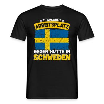 Tausche Arbeitsplatz Gegen Hütte in Schweden - Männer T-Shirt - Schwarz - Vorne - AI Model Male 178 light (178cm)