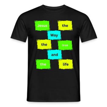 Jésus le chemin de la couleur - T-shirt homme - noir - Devant - AI Model Male 178 light (178cm)