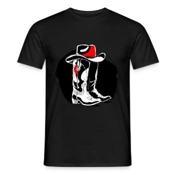 Stetson und Boots Western Country Line Dance - Männer T-Shirt - Schwarz - Vorne - AI Model Male 178 light (178cm)