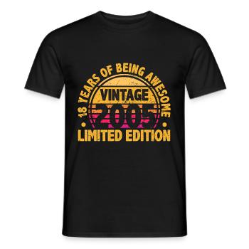 18 ans Millésime 2005 Edition Limitée 18. - T-shirt homme - noir - Devant - AI Model Male 178 light (178cm)