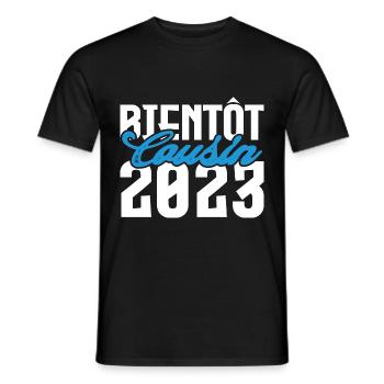 Cadeau Annonce grossesse bientôt Cousin 2023. - T-shirt homme - noir - Devant - AI Model Male 178 light (178cm)