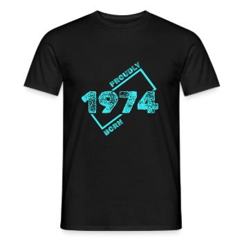 Born 1974 - Men's T-Shirt - black - Front - AI Model Male 178 light (178cm)