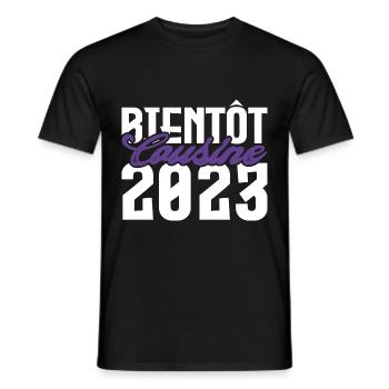 Cadeau Annonce grossesse bientôt Cousine 2023. - T-shirt homme - noir - Devant - AI Model Male 178 light (178cm)