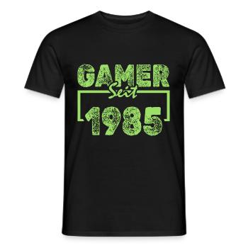 Jahr 1985 - Männer T-Shirt - Schwarz - Vorne - AI Model Male 178 light (178cm)