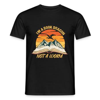 Bücherwurm Lustiger Spruch für einen Fantasy - Männer T-Shirt - Schwarz - Vorne - AI Model Male 178 light (178cm)