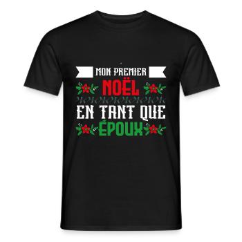 mon premier Noël en tant que epoux - T-shirt homme - noir - Devant - AI Model Male 178 light (178cm)