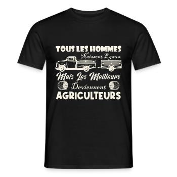 les Hommes naissent égaux, Meilleur Agriculteur - T-shirt homme - noir - Devant - AI Model Male 178 light (178cm)