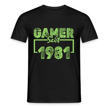 Gamer Nerd Freak seit 1981 - Männer T-Shirt - Schwarz - Vorne - AI Model Male 178 light (178cm)