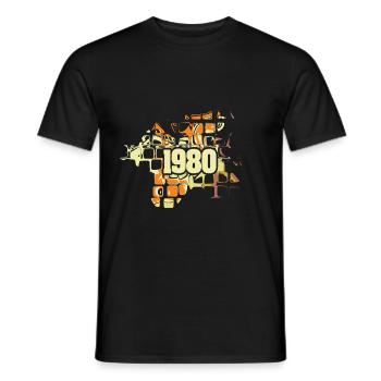 Année 1980 - T-shirt homme - noir - Devant - AI Model Male 178 light (178cm)