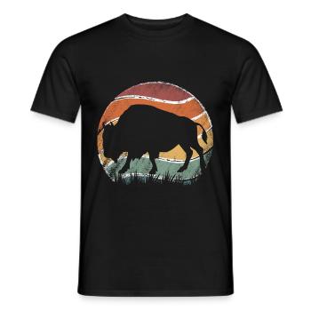 Retro Vintage Amerikanischer Bison Büffel - Männer T-Shirt - Schwarz - Vorne - AI Model Male 178 light (178cm)