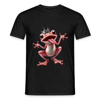 crazy pink frog princess with crown - Men's T-Shirt - black - Front - AI Model Male 178 light (178cm)
