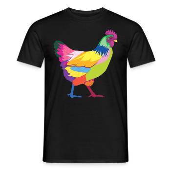 Buntes Huhn-T-Shirt Regenbogen T-Shirt Geschenk - Männer T-Shirt - Schwarz - Vorne - AI Model Male 178 light (178cm)