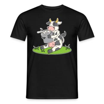 Lustige Kuh mit einem Eimer Milch süße Kuh Kühe - Männer T-Shirt - Schwarz - Vorne - AI Model Male 178 light (178cm)