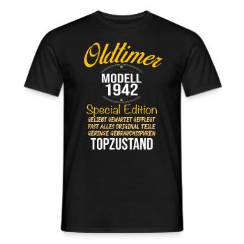 80 Jahre Geburtstag Oldtimer - Männer T-Shirt - Schwarz - Vorne - AI Model Male 178 light (178cm)