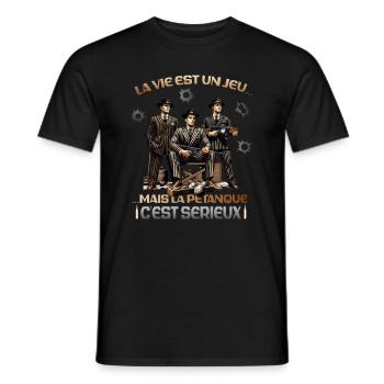 La Pétanque C'est Sérieux - Humour Mafieux 1920 - T-shirt homme - noir - Devant - AI Model Male 178 light (178cm)