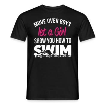 Swimming Let A Girl Show You How to Swim - Men's T-Shirt - black - Front - AI Model Male 178 light (178cm)