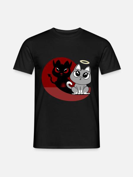 Was? Ich War's Nicht - Teufel Engel Böse Katze - Mænd T-shirt - sort