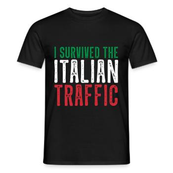 Italy Traffic Driving Funny - Men's T-Shirt - black - Front - AI Model Male 178 light (178cm)