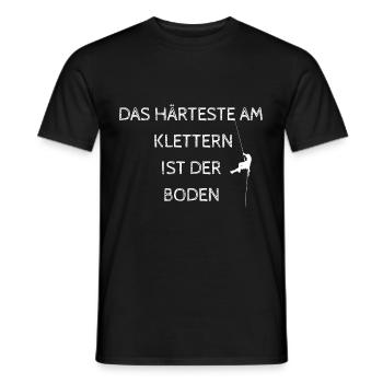 Dicton : La chose la plus difficile dans l’escalade est le sol - T-shirt homme - noir - Devant - AI Model Male 178 light (178cm)