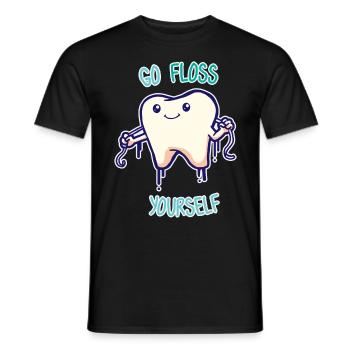 Tooth dentist flossing - Men's T-Shirt - black - Front - AI Model Male 178 light (178cm)