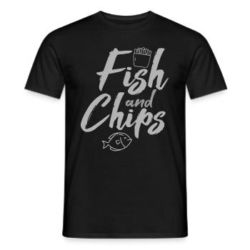 Fish &Chips Drôle de nourriture britannique et Streetfood - T-shirt homme - noir - Devant - AI Model Male 178 light (178cm)