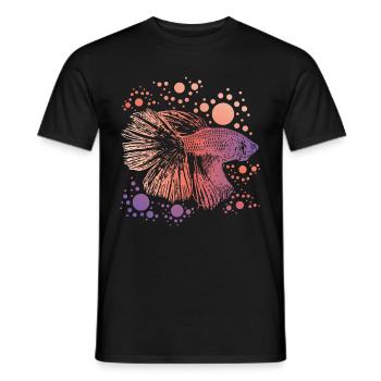 Betta Splendens Retro print I Siamese Fighting - Männer T-Shirt - Schwarz - Vorne - AI Model Male 178 light (178cm)