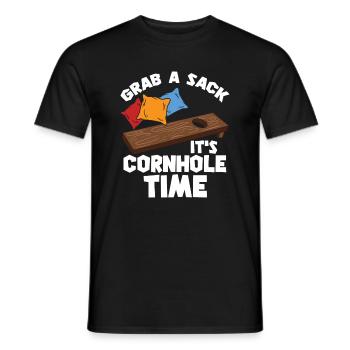 Cornhole / Blind Hole Game - It's Cornhole Time - Men's T-Shirt - black - Front - AI Model Male 178 light (178cm)