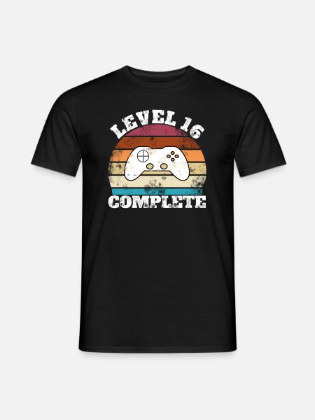 16 Geburtstag 16 Jahre Sechzehn Geschenk Gamer - Männer T-Shirt - Schwarz