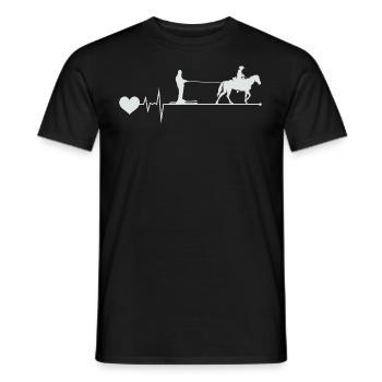 Horse Skijoring Skiing Winter Sport Heartbeat - Men's T-Shirt - black - Front - AI Model Male 178 light (178cm)