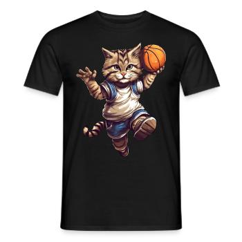 Joueur de basket-ball chat - T-shirt homme - noir - Devant - AI Model Male 178 light (178cm)