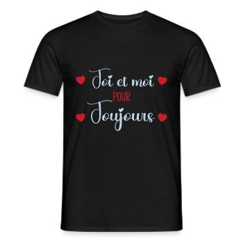 Toi Et Moi Pour Toujours Idée Cadeau St Valentin - T-shirt homme - noir - Devant - AI Model Male 178 light (178cm)