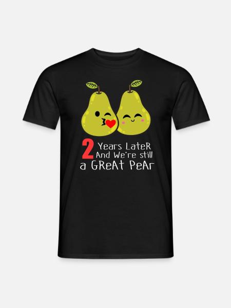 2nd Wedding Anniversary Funny Pear Couple Gift - Men's T-Shirt - black