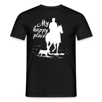 My Happy Place - Pferd & Hund - Männer T-Shirt - Schwarz - Vorne - AI Model Male 178 light (178cm)