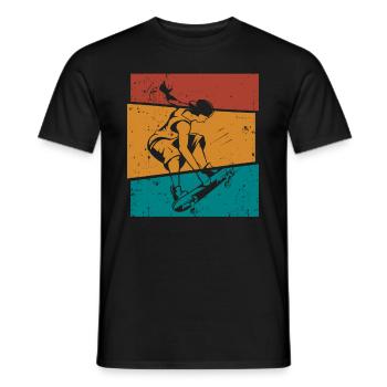 Retro Skater Cooles Skateboard Jungs Geschenk - Männer T-Shirt - Schwarz - Vorne - AI Model Male 178 light (178cm)