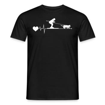 Cat Skijöring Skifahren Wintersport Herzschlag Puls - Männer T-Shirt - Schwarz - Vorne - AI Model Male 178 light (178cm)