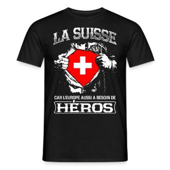 La Suisse - Héros - Europe - Men's T-Shirt - black - Front - AI Model Male 178 light (178cm)