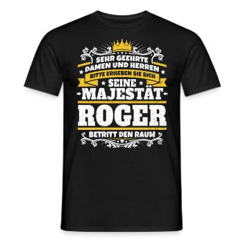 His Majesty Roger - Men's T-Shirt - black - Front - AI Model Male 178 light (178cm)