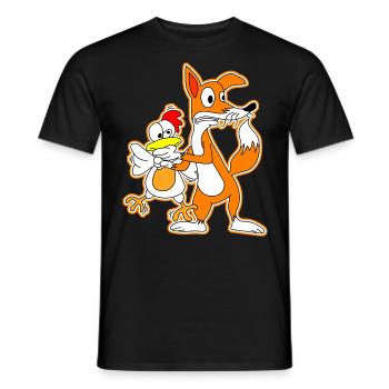 Cadeau de dessin animé de poulet renard poule oie - T-shirt homme - noir - Devant - AI Model Male 178 light (178cm)