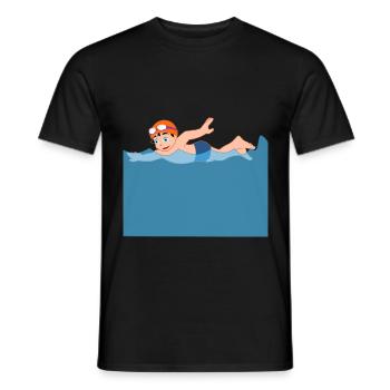 Dessin animé nageur vagues mer crawl cadeau - T-shirt homme - noir - Devant - AI Model Male 178 light (178cm)