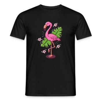 Flamingo Leaves Comic Monstera Flower Gift - Men's T-Shirt - black - Front - AI Model Male 178 light (178cm)