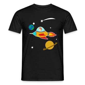 Boy rocket universe planet universe gift - Men's T-Shirt - black - Front - AI Model Male 178 light (178cm)