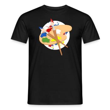 Kunst Palette Farben Pinsel malen Geschenkidee - Männer T-Shirt - Schwarz - Vorne - AI Model Male 178 light (178cm)