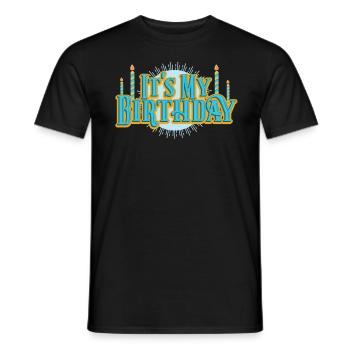 Birthday My Birthday Retro Candles Party Gift - Men's T-Shirt - black - Front - AI Model Male 178 light (178cm)