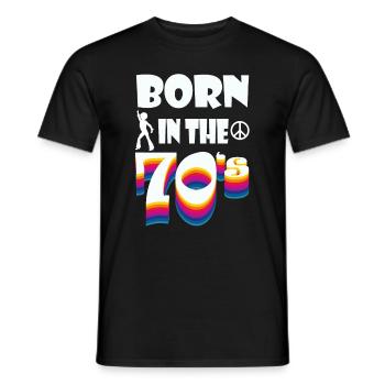 Idée de cadeau de chemise d'anniversaire de paix des années 70 de hippie - T-shirt homme - noir - Devant - AI Model Male 178 light (178cm)