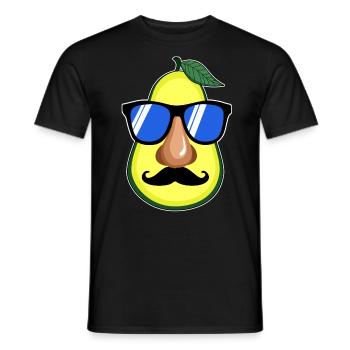 Avocado visage lunettes moustache Kawaii cadeau - T-shirt homme - noir - Devant - AI Model Male 178 light (178cm)