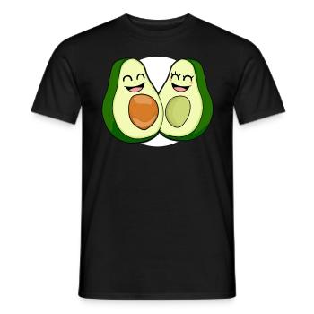 Paire de cadeaux Kawaii Comic Love à l'avocat - T-shirt homme - noir - Devant - AI Model Male 178 light (178cm)