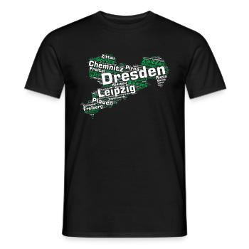 Saxony State: Saxon cities - Men's T-Shirt - black - Front - AI Model Male 178 light (178cm)